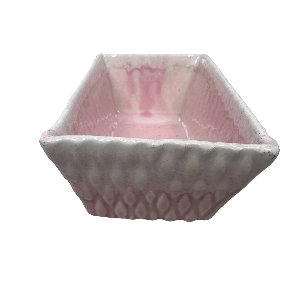 Vintage Cookson Pottery Planter MCM Rose Pink Drip‎ Glaze Mid-Century Modern 296